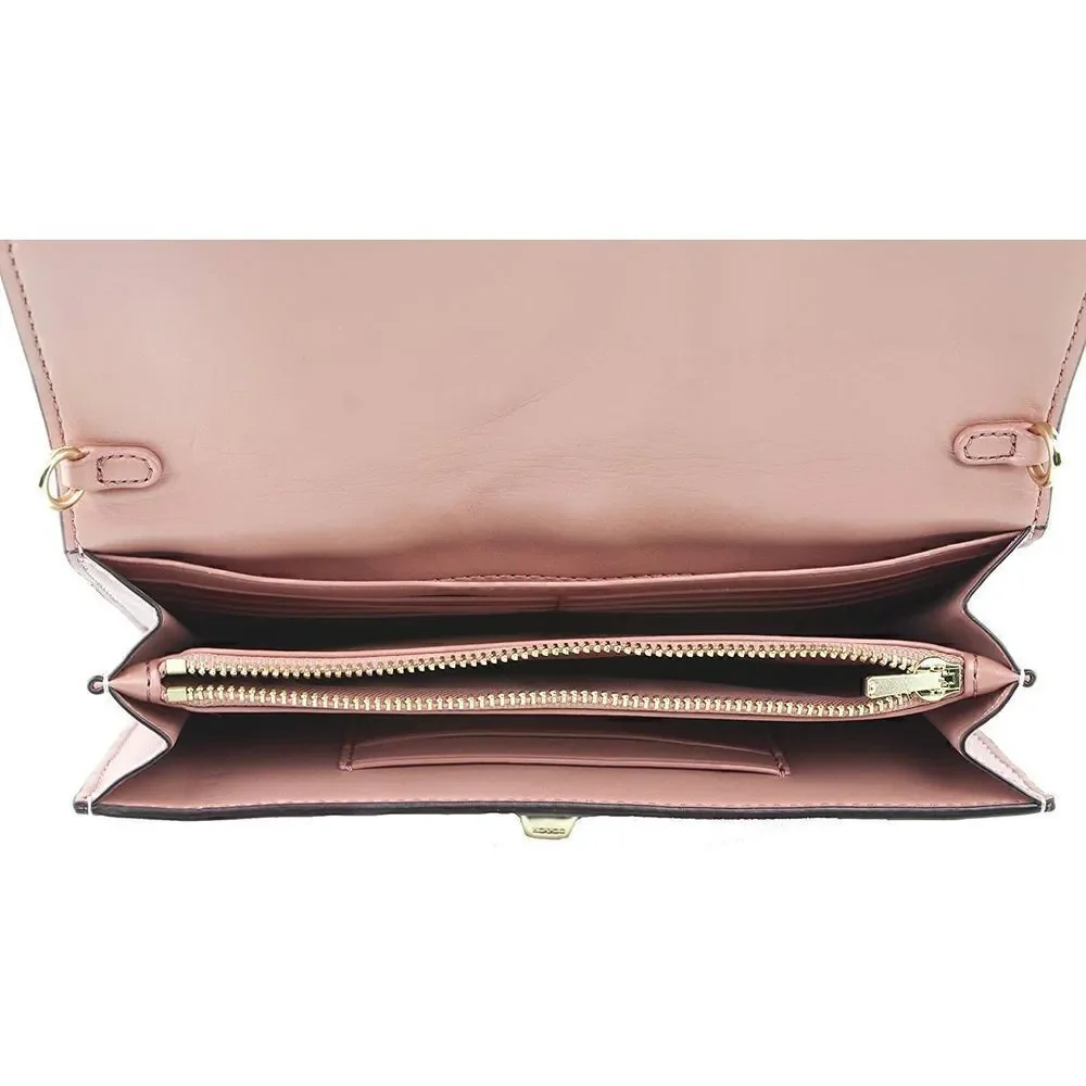 Coach Leather Chain Crossbody Melon/Gold Wristlet Clutch Handbag F31620 NWT